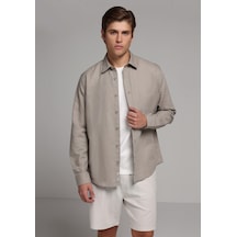 Colin's Colins Regular Fit Shirt Neck Düz Erkek Kahverengi Uzun Kol Gömlek Cl1080088 Q1.v2 Lbw Latte Brown