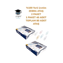 %100 Yerli Üretim Zebra Ataş 2 Paket 1 Paket 40 Adet Toplam 80 Adet Ataş Metal