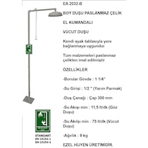 Ea 2032-b Acil Boy Yıkama Duşu Paslanmaz