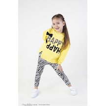 Harika Kids Kız Çocuk Pamuklu Zebra Desen Orta Kalınlıkta Taytlı Alt-üst Takım 001