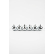 Mini Disko Topu Yılbaşı Ağacı Süsü 3 Cm 6'lı Set - Aynalı Gümüş Asma Süs