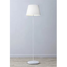 Metal Ayaklı Lambader Tekli Abajur Retro Lamba Beyaz Ml720