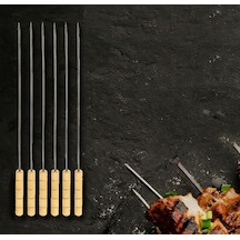 Transformacion Çelik Şiş Çubuğu - Mangal Şişi Ahşap Saplı Kebap Şişi 18 Adet, 721986