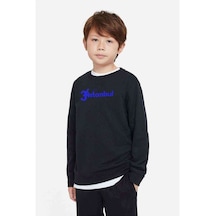 Tshirthane 34 Istanbul Baskılı Unisex Çocuk Siyah Sweatshirt Siyah