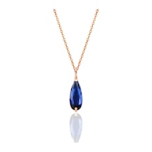 Gümüş Rose Safir Taşlı Damla Modeli Kolye (536537018)