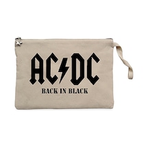 Ac Dc Back in Black Krem Clutch Astarlı Cüzdan / El Çantası Krem
