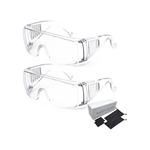 Willowhaven 2 Adet Transparan Buğu Önleyici Endüstriyel Koruyucu Gözlük, Taşıma Çantası Ve Temizlik Bezi