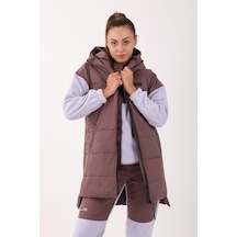 Maraton Sportswear Comfort Kadın Kapşonlu Kolsuz Basic Lila Yelek 21402-lila Lila
