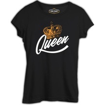 Queen Logo With A Crown Siyah Kadın Tshirt 001