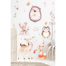 MSticker Sevimli Hayvanlar Ve Yapraklar Çocuk Bebek Odası Sticker Seti