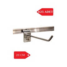 25 Adet 20 cm Kanallı Pano Kancası Raf Askısı Krom