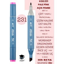 Çift Taraflı Profesyonel Çizim Kalemi Kalıcı Mürekkep Üçgen Gövde İnce Uç 1 Mm Kesik Uç 2-6mm Sketch 231-açık Pembe