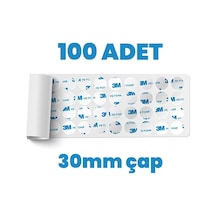 3m Çok Güçlü Çift Taraflı Köpük Bant 100 Adet 30mm Çap
