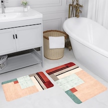 Rovigo Home Baskılı Kaymaz Taban 2 Li Banyo Paspas Takım Rvg5170-100X60-60X50 Çok Renkli