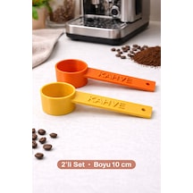 Kahve Yazılı Kahve Ölçü Kaşığı 2 Adet Espresso & Filtre Kahve Set-renk Seçenekli Turuncu