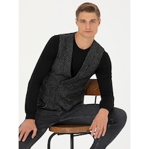 Cacharel Antrasit Slim Fit Yün Karışımlı Spor Yelek Gri