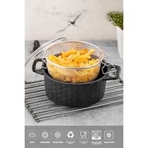 Döküm Granit Kızartma Tenceresi Fritöz 24cm Gümüş-siyah