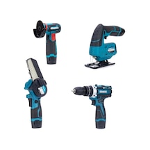 Dawreek Bt0203 Akülü 4lü Mini Set - Mini Testere+ Avuç Taşlama+ Akülü Vidalama + Dekupaj