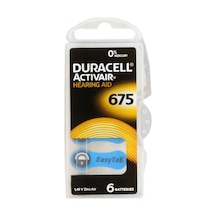 Duracell 675 Numara Düğme Kulaklık Pili İşitme Cihazı İçin 6'Lı