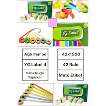 Meto Etiket Açık Pembe 42 Rulo 42x1500 Yg Label 4 Fiyat Etiketi Tabanca Etiketi 1