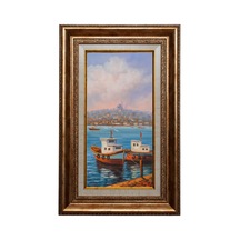 Boğazda İki Tekne Ve İstanbul Manzarası Yağlı Boya Tablo