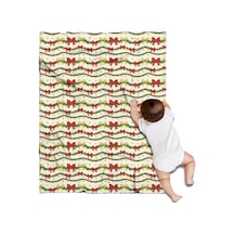 Noel Desenli 30x40 İnç Polar Battaniye, Yumuşak, Hafif Ve Kalın, Erkek, Kadın Ve Çocuk İçin Noel Tel Kurdele