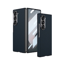 Zore Galaxy Z Fold 6 Uyumlu Kamera Korumalı Karbon Fiber Tasarımlı Arka Yüzey Nvth Kıpta Karbon Kapak Lacivert