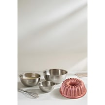 Sweet Mix 4 Parça Karıştırma Kabı & Döküm Kek Kalıbı Seti Pembe