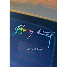 Gazi Mustafa Kemal Atatürk İmza Sticker Hologram Araba Arkası Sticker Oto Cam Sticker Yazı Motor Araba Oto Sticker Motor Pc Laptop Bilgisayar Etiket Çıkartma 20 X 8 Cm