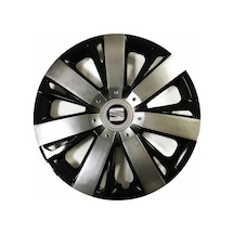 Seat İbiza Uyumlu 15 Inç Piano Black Siyah Beyaz Renkli Jant Kapağı 4 Adet