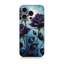 Apple Uyumlu iPhone 16 Pro Max Mavi Güller Hüznü Desenli Silikon Kılıf Çok Renkli