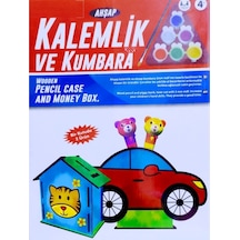 Vıp Kalite Maket Ahşap Kalemlik Ahşap Kumbara Seti 6 Akrilik Boya Seti Ahşap Arabalı Kalemlik