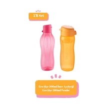 Tupperware Eco Şişe 500 Ml İnce Ayçiçeği Ve Pembe Suluk Matara Çevre Dostu 2'li Set pembe
