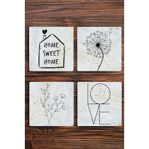 Doğal Taş Bardak Altlığı 4'lü Set - Home Çok Renkli