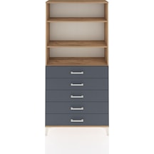 Arges Dolap 3 Raflı 5 Çekmeceli 88x30x182 Çam-antrasit Atlas Çam