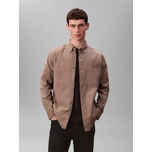 Calvin Klein Erkek Pamuklu Regular Fit Uzun Kollu Haki Gömlek-15566