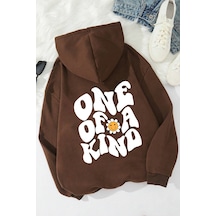 One Of A Kind Baskılı Oversize Sweatshirt Kahverengi