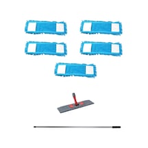 Cod-Ex Makarna Şönil Kuru Nemli Palet Tablet Mop Yedek Seti Takımı Mop 5’li 80 CM + Mop Tutucu + Sap