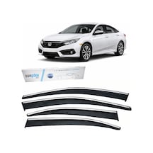 Sunplex Honda Civic 2015-2021 Krom Cam Rüzgarlığı 4 Parça