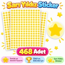 468'li Sarı Yıldız Sticker Ödül Etiketi