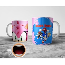 Amy Rose - Sonic Alt Tabanı Ağız Desenli Kupa Bardak Çok Renkli
