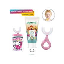 Mas Lord U Tipi Yeni Nesil Diş Fırçası Seti - Pembe Fırçalık + Pembe Kalp 2-6 Yaş +Agarta Çocuk Diş Macunu