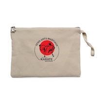 Karete Shotokan Red Circle Krem Clutch Cüzdan / El Çantası Krem