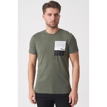 White Stone Brasília 3148 Slim Fit Pamuklu Likralı Bisiklet Yaka T-shirt Haki Haki