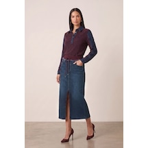 Guitar Casual Bordo Örme Bluz