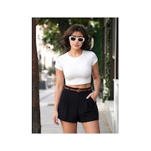 Gigi Wardrobe Portofino Yüksek Bel Şort Siyah Siyah