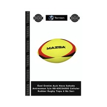 Özel Üretim Açık Hava Sahada Antrenman İçin Rb-krc04000 Celluler Rubber Rugby Topu 4 No Sarı