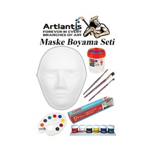 Maske Boyama Seti 1 Adet Boyanabilir Maske Karton Lastikli İnsan Yüzü Suratı Okul Sınıf Etkinlikleri Hobi 19x24 Cm