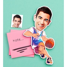 Kişiye Özel Bay Basketbol Oyuncusu Karikatürlü Ahşap Magnet-2