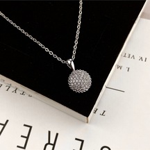Yuvarlak Kolye Kadın Full Zirkon Taşlı Silver Kolye 45cm Gümüş